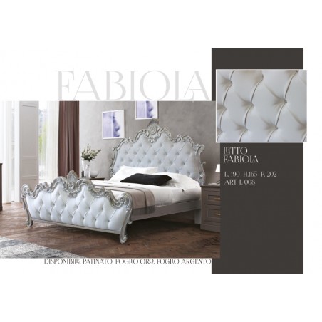 Kingsize-Doppelbett mit Staufach, Kunstleder oder Samt, Barockholz, Blattgold oder Blattsilber, jede Farbe, Fabiola