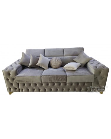 Modernes Sofa mit Gestell und Matratze, 3- oder 2-Sitzer, mit LED-Beleuchtung, Samt oder Kunstleder, jede Farbe, AZ29