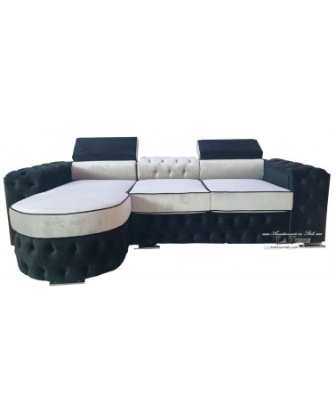3 seater sofa with modern LED peninsula in velvet or eco-leather Swarovski AZ30