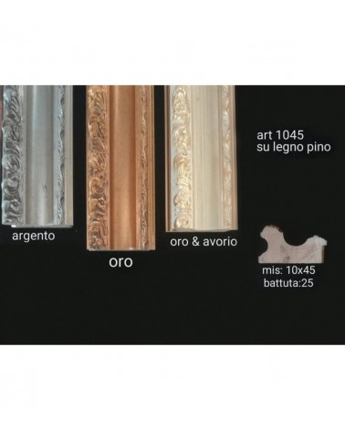 Cornice barocco quadro classica in legno su misura argento oro e avorio/oro 1045