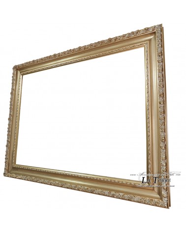 Cornice barocco classica quadro legno su misura oro con particolari avorio 1045