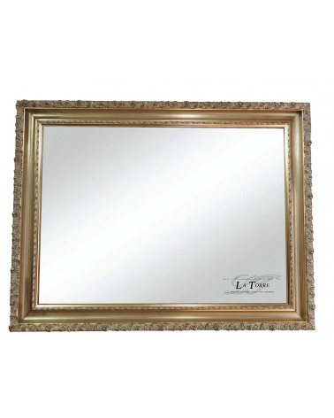 Gold baroque mirror mirror with ivory details, classic perforated frame made to measure in 1045 wood