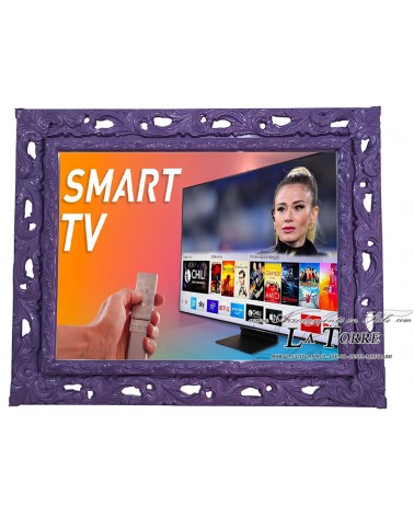 Baroque perforated Smart TV frame Purple wooden television TVGGV