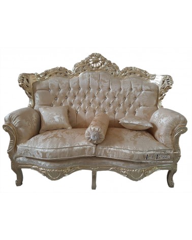 Deutschland Sofa Sessel Wohnzimmer Goldblatt Barock Massivholz Gold Damast Stoff MA0104