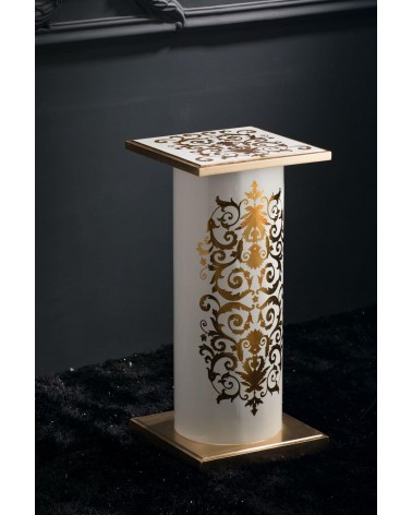 Colonna capitello alzatina h80 ceramica avorio oro porta vaso oggetti vi08