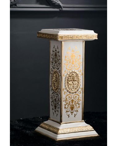 Colonna capitello alzatina 85h ceramica avorio oro portaoggetti portavaso Vi07