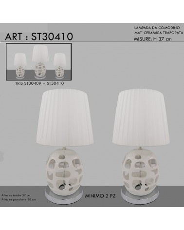 Tischleuchte Paar H37 weiße Keramiklampenschirme modern klassisch ST30410