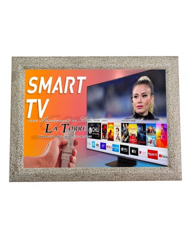 Moderner klassischer Smart-TV-Rahmen in Weiß und Gold zur Wandmontage TV141BO
