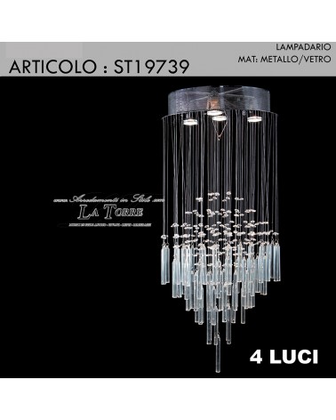 Moderner klassischer Metall-Kristall-Kronleuchter mit 4 Leuchten, Swarovski ST19739