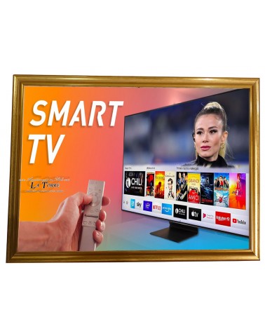 Moderner klassischer goldener Smart-TV-Rahmen, umgekehrter maßgefertigter Holzrahmen