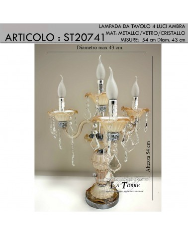 Pair of classic crystal candlestick table lamps 4 lights ST20741 lampshade