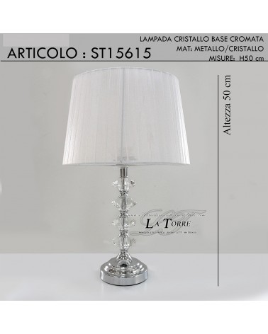 Lampada da tavolo abat jour con paralume cristallo moderno classico lume cromo H 50 ST15615