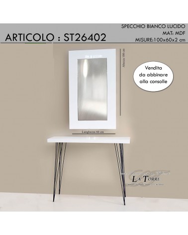 Rectangular mirror modern white glossy wall mirror St26402