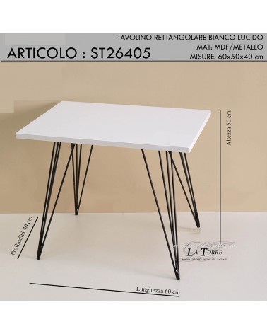 Modern rectangular living room console table with glossy white metal feet ST26405