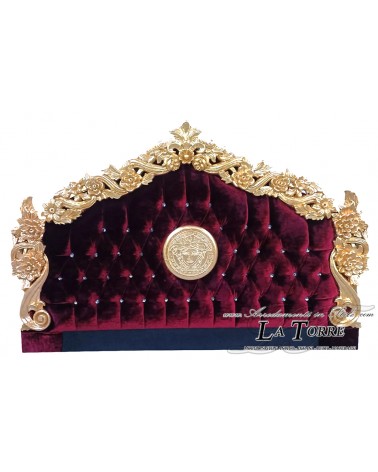 Headboard Headboard Pilissena Goddess Medusa Double Baroque eco-leather or fabric Swarovski wood gold burgundy