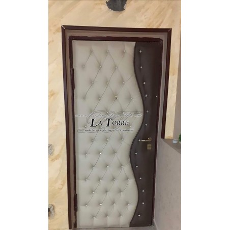 Pannello rivestimento porta capitonnè ecopelle o vellutino vari colori Swarovski RE03