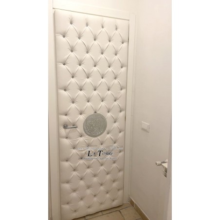 Pannello rivestimento porta capitonnè ecopelle o vellutino vari colori Swarovski dea medusa RE04