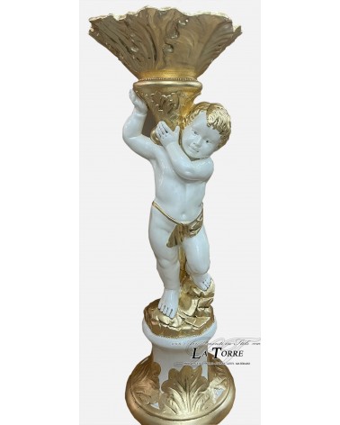 Column silik capital backsplash H96 Angel puttino ceramic ivory gold baroque PR58