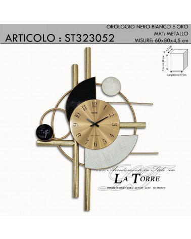 Moderne goldene Planeten-Wanduhr mit schwarzen und grauen Details ST323052