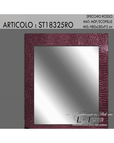 Square mirror modern style coconut red glossy bevelled wall mirror St18325RO