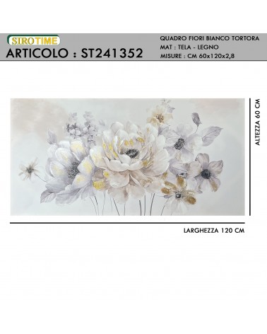 Gemälde auf Leinwand mit Holzrahmen, ohne Rahmen, Blumen, moderner Stil, Weiß Taubengrau ST241352