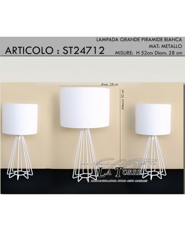 Large table lamp abat jour with lampshade Pyramid modern classic white light H 52 ST24712