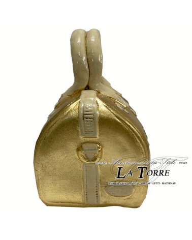 Große Louis-Keramiktasche, goldfarben, elfenbeinfarben mit Swarovski-Kristallen, H30 PR16