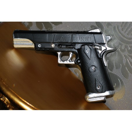 Beretta Black Ceramic and Silver Swarovski Pistol Weapon 9x21 Ornament PR33