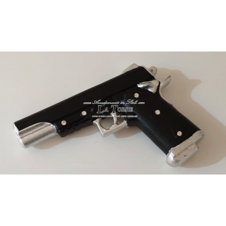 Beretta Black Ceramic and Silver Swarovski Pistol Weapon 9x21 Ornament PR33