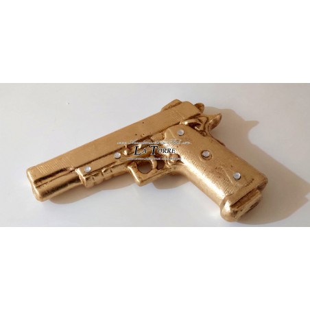 Beretta-Pistole aus Keramik mit Blattgold, Swarovski-Ornament 9x21 PR33