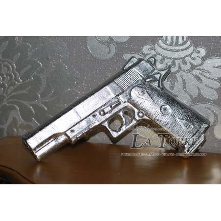 Arma pistola Beretta in ceramica foglia argento swarovski 9x21 soprammobile PR33