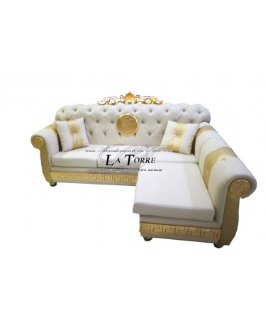 3 seater sofa bed and mattress peninsula crown backrest baroque Chesterfield Goddess Medusa eco-leather swarovski AZ006C