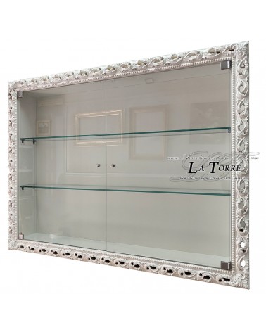 Wandvitrine mit Glastüren, Barockstil, perforiertem Rahmen, maßgefertigtem Flaschenhalter VTGM224/B