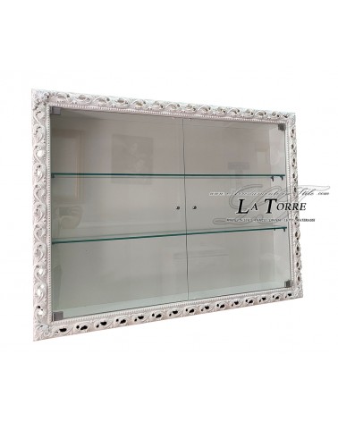 Wandvitrine mit Glastüren, Barockstil, perforiertem Rahmen, maßgefertigtem Flaschenhalter VTGM224/B
