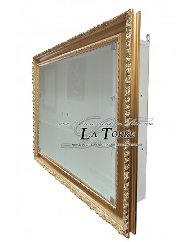 Hanging display cabinet with Baroque style wall doors, perforated frame, TV box, bottle holder, made to measure VT1045
