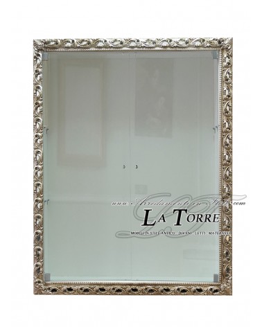 Wall-mounted display cabinet with glass doors in Baroque style, perforated frame, TV box, bottle holder, made to measure
