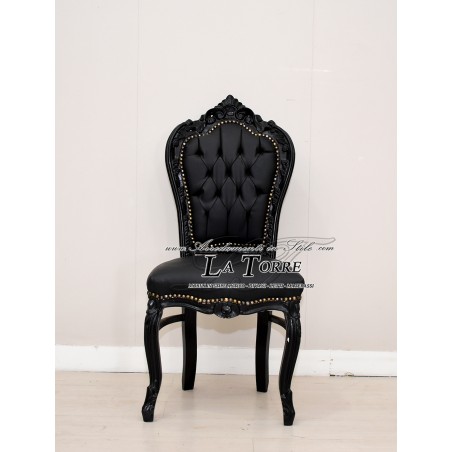 Still Louis XV Baroque Empire Armchair Chair Black Eco-leather AL1826
