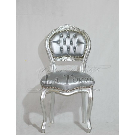 Louis XV chair music chair solid wood silver leaf eco-leather K90