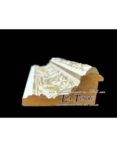 Cornice Classica Barocca su Misura in Legno Bianco Oro 9 cm – Quadro Decorativo D620BO