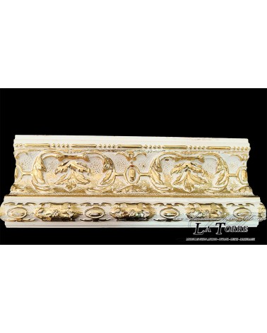 Maßgefertigter, klassischer Barock-Holzrahmen in Weißgold, 9 cm – Dekorativer Bilderrahmen D620BO