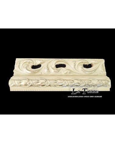 Mirror Frame Classic Baroque Perforated Mirror Custom Made in Ivory and Gold Wood PerforatedMAO