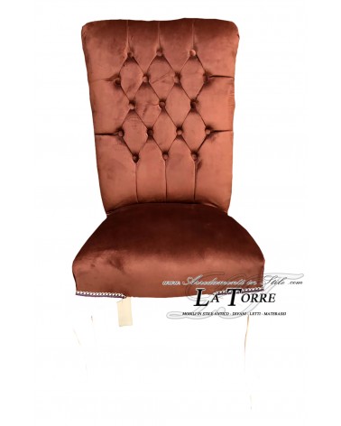 Classic contemporary chair armchair in brown velvet with white wooden legs LT3026