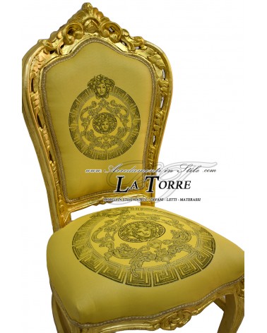 Still Louis XV Barock-Sessel Gold Holz Stoff Medusa Göttin Stil LT3023