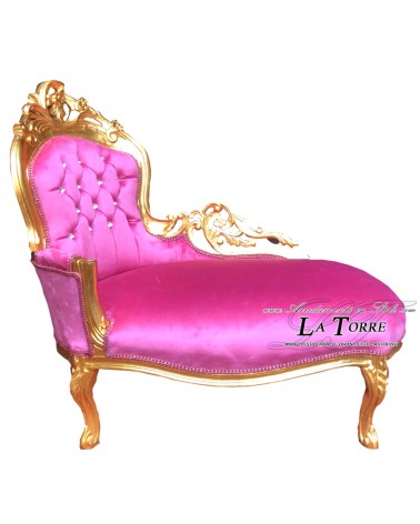 Panca panchetta dormeuse oro velluto fucsia divanetto Barocco swarovski Al3559