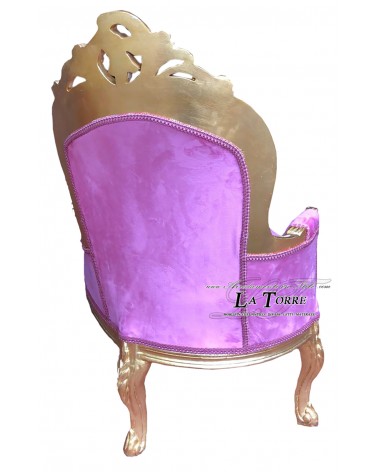 Panca panchetta dormeuse oro velluto fucsia divanetto Barocco swarovski Al3559