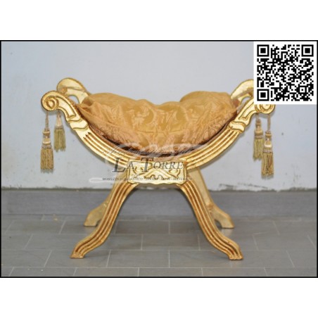 Savonarola Bank Louis XV Hocker Gold Damaststoff AR1561