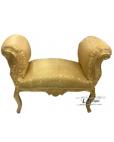 Französische Tagesbettbank, Sofabank, Holz, Goldstoff, Virginia Gold K86
