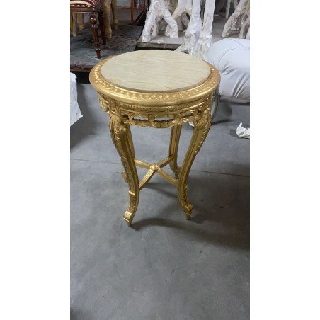 Louis XV gold leaf wood marble ivory raised table k107