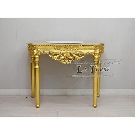 Louis XV gold marble baroque modern console bathroom cabinet AL1123