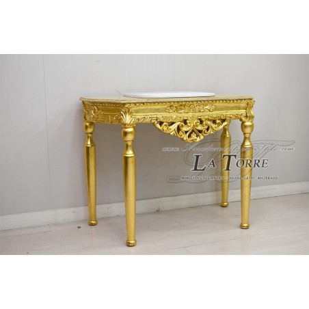 Mobile bagno consolle Luigi XV oro marmo barocco moderno AL1123